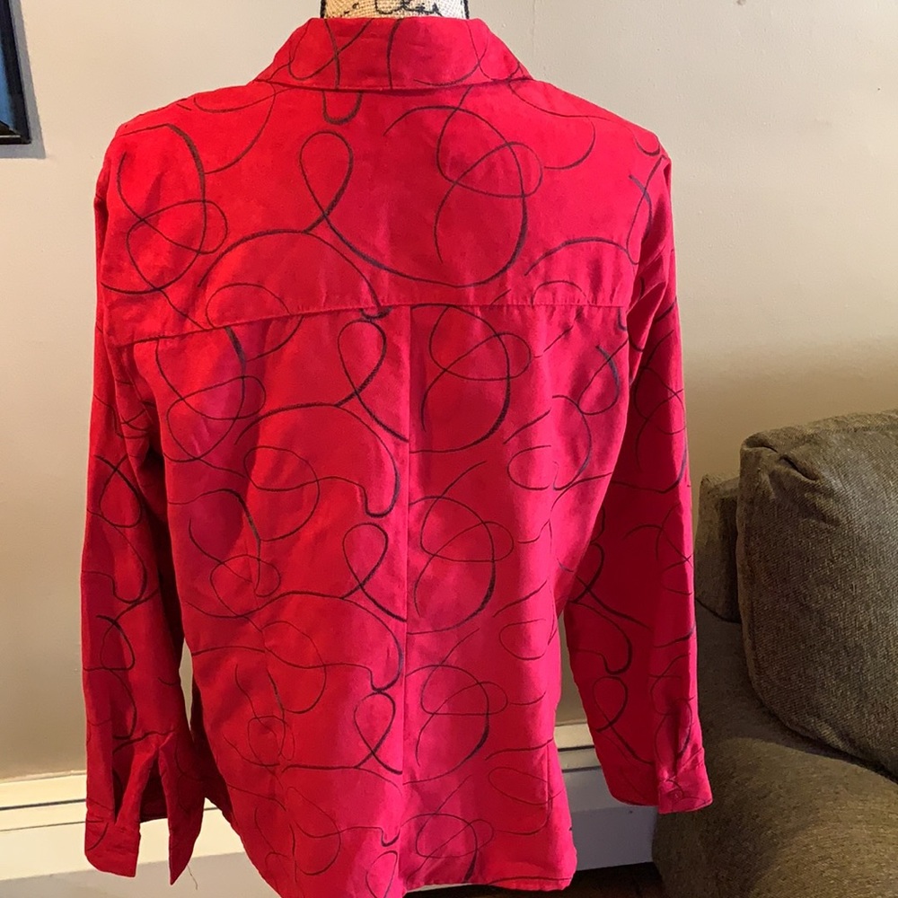 Sag Harbor Large Red Button Down Blouse Euc - image 2